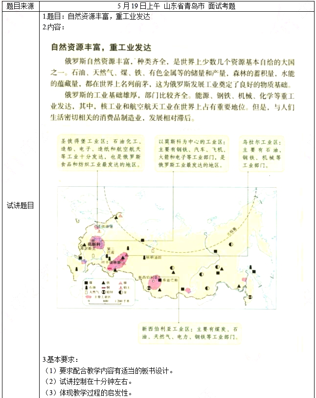 2018上半年初中地理教師資格證面試真題(第一批)考題回顧1